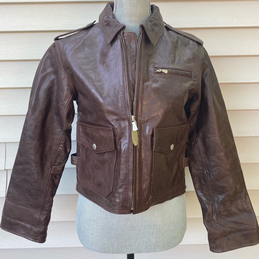 Calvin Klein Leather Moto Biker ZIP Jacket Small
